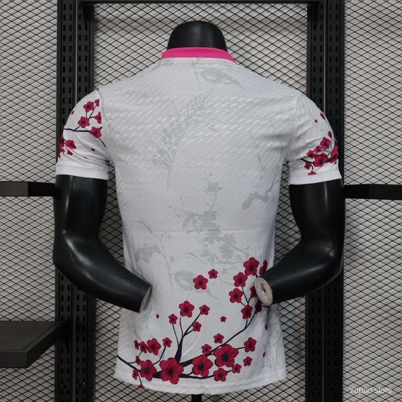 Maillot Japon 2025 Blanc avec Oiseau Bleu et Rouge