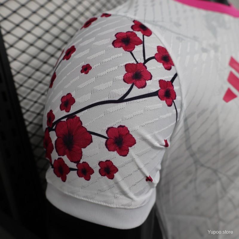 Maillot Japon 2025 Blanc avec Oiseau Bleu et Rouge